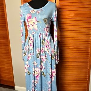Very Pretty & Modest Sky Blue Floral Maci Dress